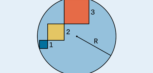 Mathematik-Rätsel: Drei Quadrate im Kreis - Radius berechnet